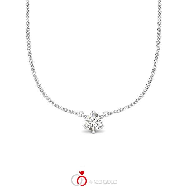 collier met hanger in witgoud 14 kt. met in totaal 0,15 ct. Briljant tw/si van acredo - A-2064-17 collier met hanger in witgoud 14 kt. met in totaal 0,15 ct. Briljant tw/si van acredo - A-2064-17