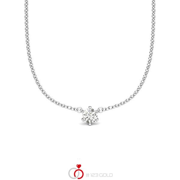 collier met hanger in witgoud 14 kt. met in totaal 0,1 ct. Briljant tw/si van acredo - A-2064-9 collier met hanger in witgoud 14 kt. met in totaal 0,1 ct. Briljant tw/si van acredo - A-2064-9