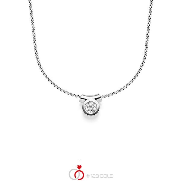 collier met hanger in witgoud 14 kt. met in totaal 0,25 ct. Briljant tw/si van acredo - A-1605-4 collier met hanger in witgoud 14 kt. met in totaal 0,25 ct. Briljant tw/si van acredo - A-1605-4