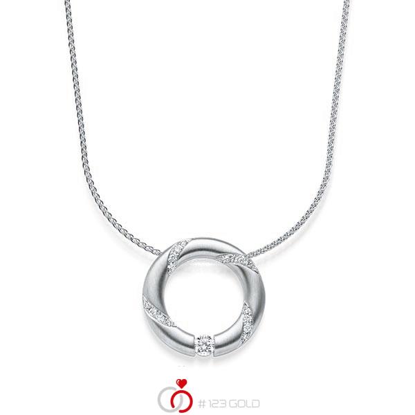 collier met hanger in witgoud 14 kt. met in totaal 0,278 ct. Briljant tw/si van acredo - A-1827-1 collier met hanger in witgoud 14 kt. met in totaal 0,278 ct. Briljant tw/si van acredo - A-1827-1