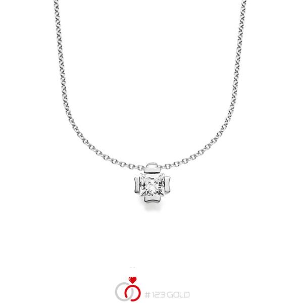 collier met hanger in witgoud 14 kt. met in totaal 0,2 ct. Princess-Diamant tw,vs van acredo - A-1607-3 collier met hanger in witgoud 14 kt. met in totaal 0,2 ct. Princess-Diamant tw,vs van acredo - A-1607-3