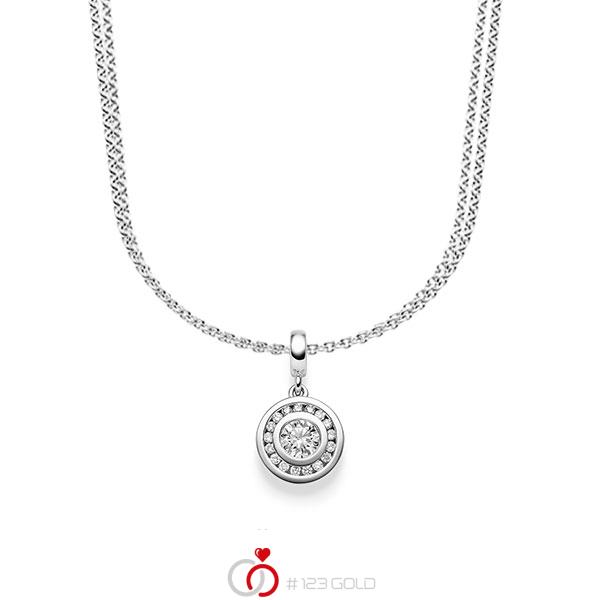 collier met hanger in witgoud 14 kt. met in totaal 0,505 ct. Briljant tw/si van acredo - A-1642-3 collier met hanger in witgoud 14 kt. met in totaal 0,505 ct. Briljant tw/si van acredo - A-1642-3