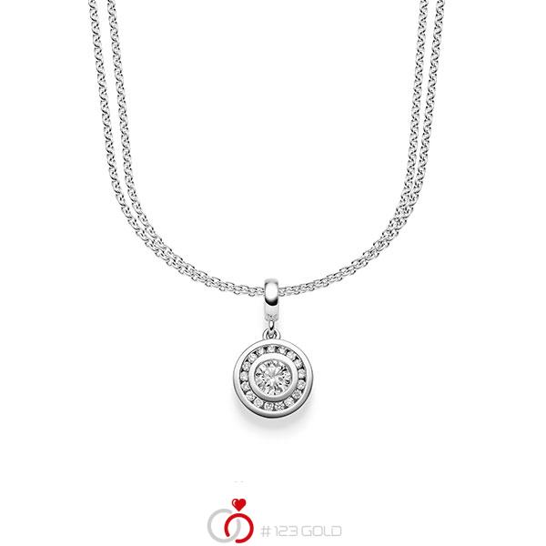 collier met hanger in witgoud 14 kt. met in totaal 0,505 ct. Briljant tw/si van acredo - A-1646-2 collier met hanger in witgoud 14 kt. met in totaal 0,505 ct. Briljant tw/si van acredo - A-1646-2