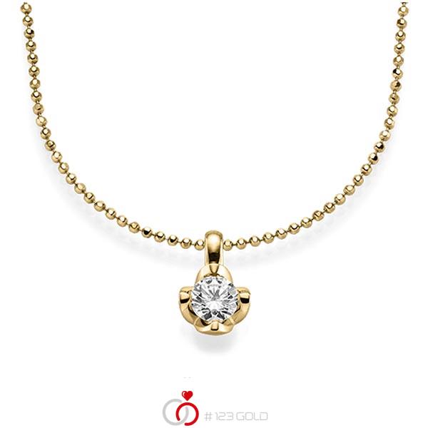 Kette mit Anhänger in Gelbgold 585 mit 0,5 ct. Brillant tw, si von acredo - A-1565-1 Kette mit Anhänger in Gelbgold 585 mit 0,5 ct. Brillant tw, si von acredo - A-1565-1