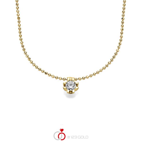 Kette mit Anhänger in Gelbgold 585 mit 0,5 ct. Brillant tw, si von acredo - A-1566-3 Kette mit Anhänger in Gelbgold 585 mit 0,5 ct. Brillant tw, si von acredo - A-1566-3