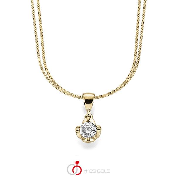 Kette mit Anhänger in Gelbgold 585 mit 0,5 ct. Brillant tw, si von acredo - A-1609-2 Kette mit Anhänger in Gelbgold 585 mit 0,5 ct. Brillant tw, si von acredo - A-1609-2