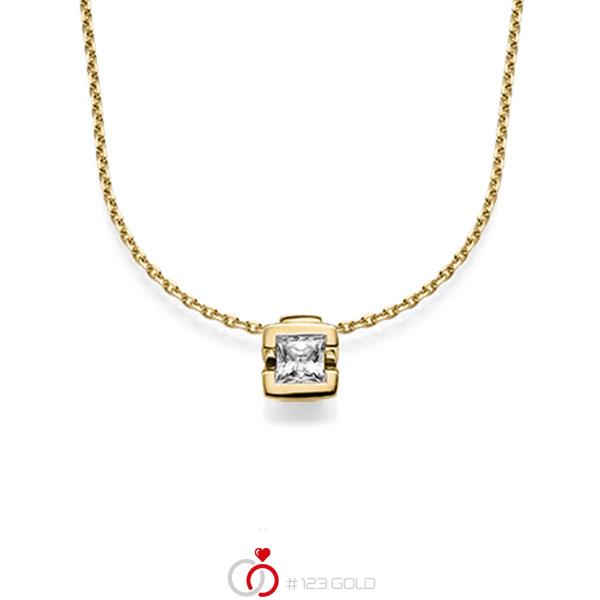 Kette mit Anhänger in Gelbgold 585 mit 0,5 ct. Prinzess-Diamant tw, vs von acredo - A-1567-2 Kette mit Anhänger in Gelbgold 585 mit 0,5 ct. Prinzess-Diamant tw, vs von acredo - A-1567-2
