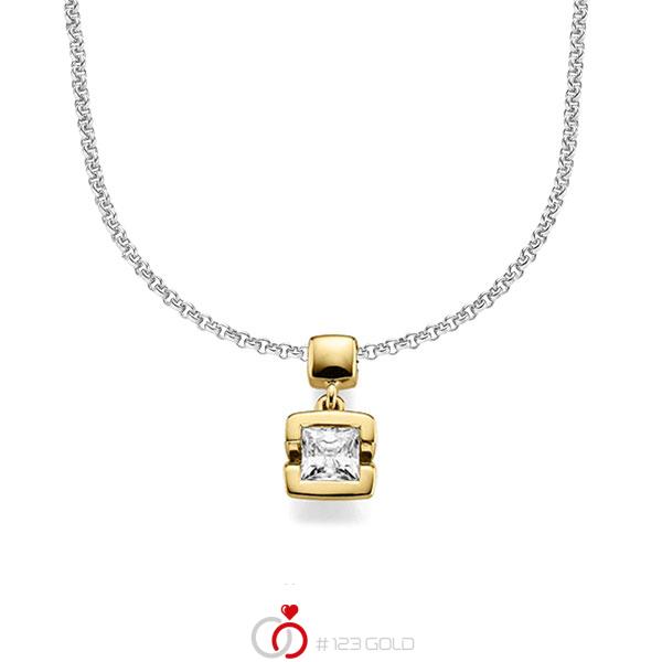 Kette mit Anhänger in Gelbgold 585 mit 0,5 ct. Prinzess-Diamant tw, vs von acredo - A-1610-8 Kette mit Anhänger in Gelbgold 585 mit 0,5 ct. Prinzess-Diamant tw, vs von acredo - A-1610-8
