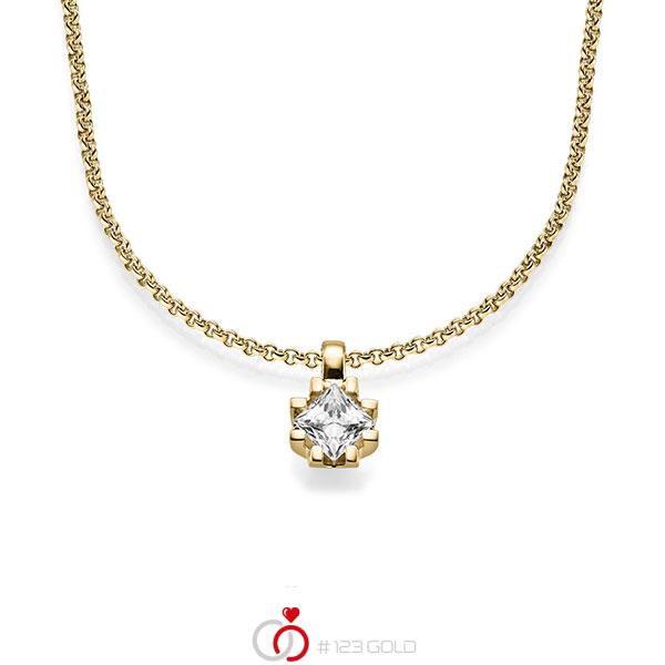 Kette mit Anhänger in Gelbgold 585 mit 0,7 ct. Prinzess-Diamant tw, vs von acredo - A-1606-3 Kette mit Anhänger in Gelbgold 585 mit 0,7 ct. Prinzess-Diamant tw, vs von acredo - A-1606-3