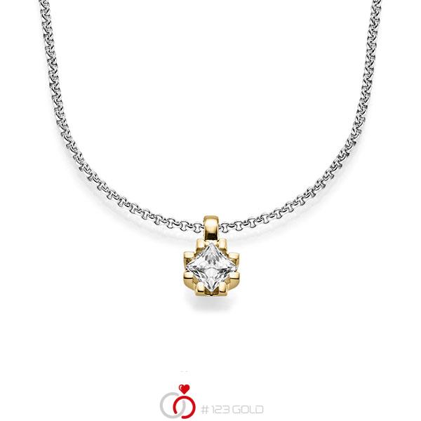 Kette mit Anhänger in Gelbgold 585 mit 0,7 ct. Prinzess-Diamant tw, vs von acredo - A-1606-4 Kette mit Anhänger in Gelbgold 585 mit 0,7 ct. Prinzess-Diamant tw, vs von acredo - A-1606-4