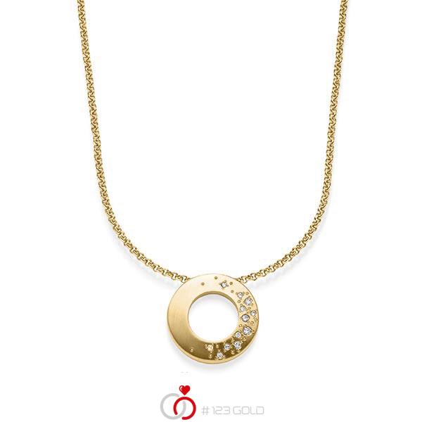 Kette mit Anhänger in Gelbgold 585 mit zus. 0,085 ct. tw, si von acredo - A-1834-2 Kette mit Anhänger in Gelbgold 585 mit zus. 0,085 ct. tw, si von acredo - A-1834-2