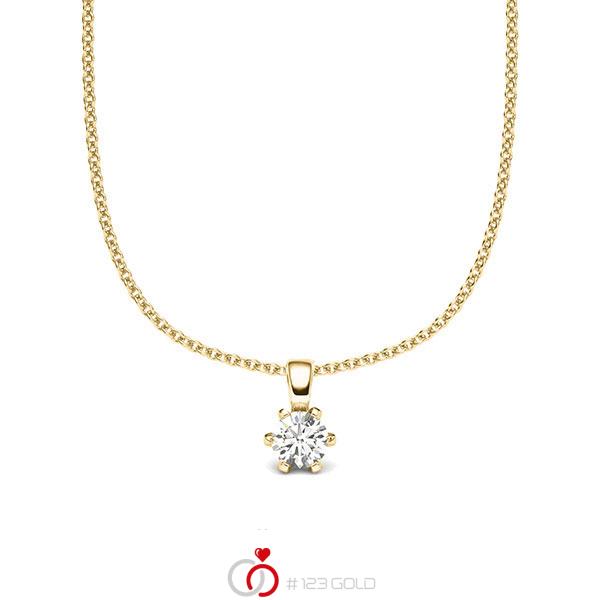 Kette mit Anhänger in Gelbgold 585 mit zus. 0,15 ct. Brillant tw, si von acredo - A-2060-13 Kette mit Anhänger in Gelbgold 585 mit zus. 0,15 ct. Brillant tw, si von acredo - A-2060-13
