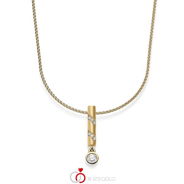 Kette mit Anhänger in Gelbgold 585 mit zus. 0,198 ct. Brillant tw, si von acredo - A-1829-2 Kette mit Anhänger in Gelbgold 585 mit zus. 0,198 ct. Brillant tw, si von acredo - A-1829-2