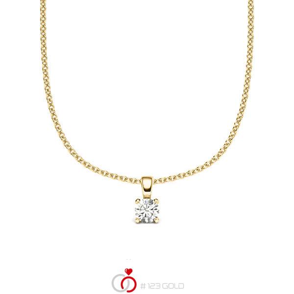 Kette mit Anhänger in Gelbgold 585 mit zus. 0,1 ct. Brillant tw, si von acredo - A-2059-10 Kette mit Anhänger in Gelbgold 585 mit zus. 0,1 ct. Brillant tw, si von acredo - A-2059-10