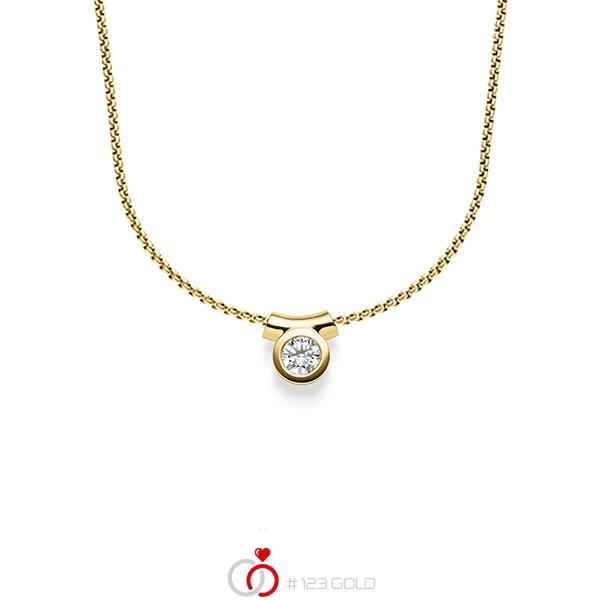 Kette mit Anhänger in Gelbgold 585 mit zus. 0,25 ct. Brillant tw, si von acredo - A-1605-6 Kette mit Anhänger in Gelbgold 585 mit zus. 0,25 ct. Brillant tw, si von acredo - A-1605-6