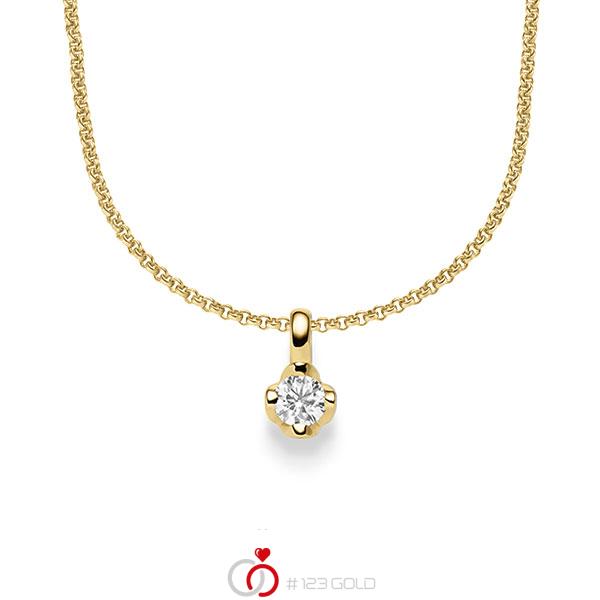 Kette mit Anhänger in Gelbgold 585 mit zus. 0,25 ct. Brillant tw, si von acredo - A-1644-4 Kette mit Anhänger in Gelbgold 585 mit zus. 0,25 ct. Brillant tw, si von acredo - A-1644-4