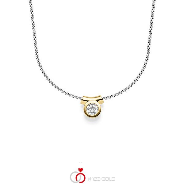 Kette mit Anhänger in Gelbgold 585 mit zus. 0,25 ct. Brillant tw, si von acredo - A-1647-5 Kette mit Anhänger in Gelbgold 585 mit zus. 0,25 ct. Brillant tw, si von acredo - A-1647-5