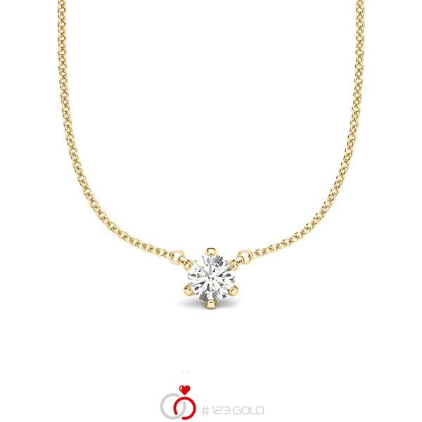 Kette mit Anhänger in Gelbgold 585 mit zus. 0,25 ct. Brillant tw, si von acredo - A-2064-22 Kette mit Anhänger in Gelbgold 585 mit zus. 0,25 ct. Brillant tw, si von acredo - A-2064-22