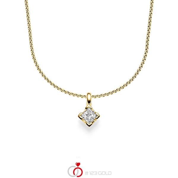 Kette mit Anhänger in Gelbgold 585 mit zus. 0,25 ct. Prinzess-Diamant tw, si von acredo - A-1546-5 Kette mit Anhänger in Gelbgold 585 mit zus. 0,25 ct. Prinzess-Diamant tw, si von acredo - A-1546-5