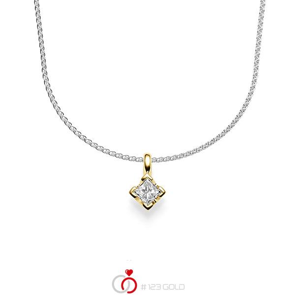 Kette mit Anhänger in Gelbgold 585 mit zus. 0,25 ct. Prinzess-Diamant tw, si von acredo - A-1643-5 Kette mit Anhänger in Gelbgold 585 mit zus. 0,25 ct. Prinzess-Diamant tw, si von acredo - A-1643-5