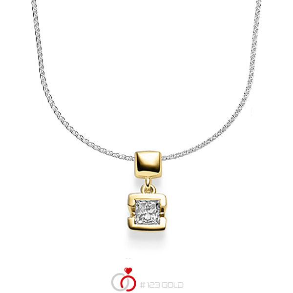 Kette mit Anhänger in Gelbgold 585 mit zus. 0,25 ct. Prinzess-Diamant tw, vs von acredo - A-1645-4 Kette mit Anhänger in Gelbgold 585 mit zus. 0,25 ct. Prinzess-Diamant tw, vs von acredo - A-1645-4