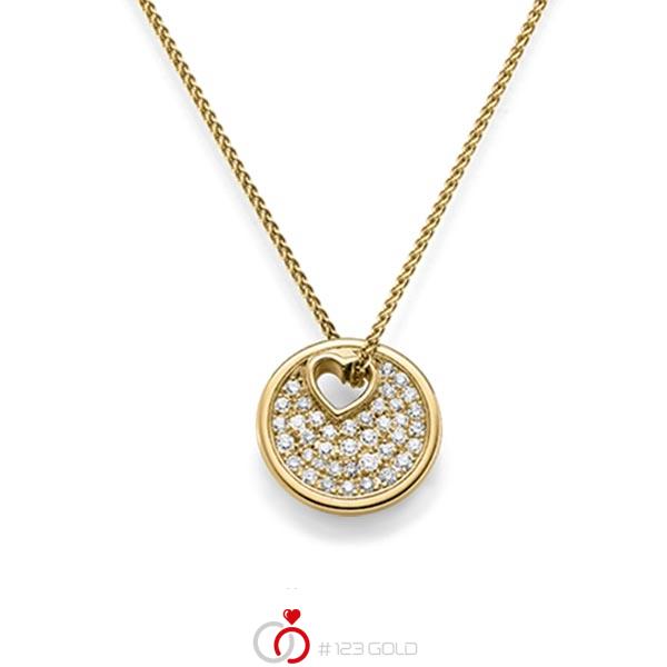 Kette mit Anhänger in Gelbgold 585 mit zus. 0,315 ct. tw, si von acredo - A-1603-1 Kette mit Anhänger in Gelbgold 585 mit zus. 0,315 ct. tw, si von acredo - A-1603-1