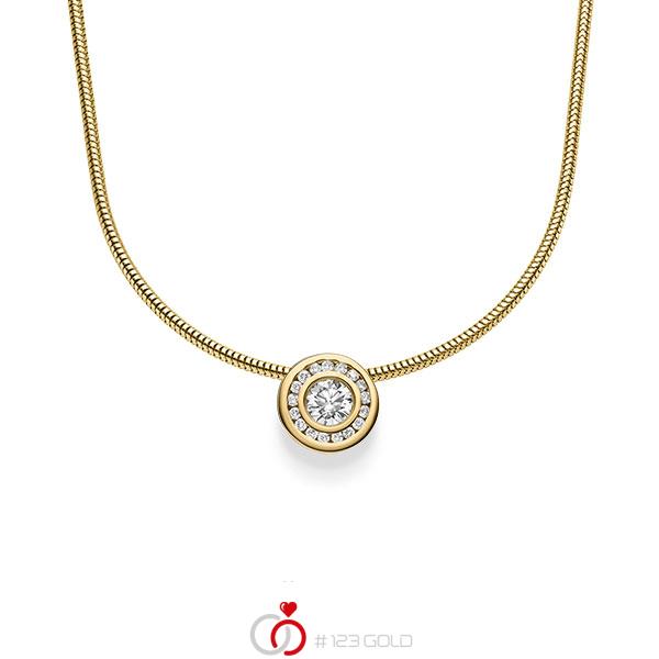 Kette mit Anhänger in Gelbgold 585 mit zus. 0,345 ct. Brillant tw, si von acredo - A-1547-6 Kette mit Anhänger in Gelbgold 585 mit zus. 0,345 ct. Brillant tw, si von acredo - A-1547-6