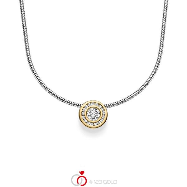 Kette mit Anhänger in Gelbgold 585 mit zus. 0,345 ct. Brillant tw, si von acredo - A-1547-7 Kette mit Anhänger in Gelbgold 585 mit zus. 0,345 ct. Brillant tw, si von acredo - A-1547-7