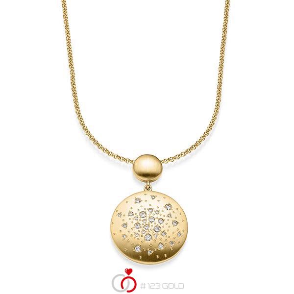 Kette mit Anhänger in Gelbgold 585 mit zus. 0,365 ct. tw, si von acredo - A-1835-3 Kette mit Anhänger in Gelbgold 585 mit zus. 0,365 ct. tw, si von acredo - A-1835-3