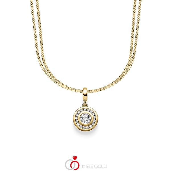 Kette mit Anhänger in Gelbgold 585 mit zus. 0,505 ct. Brillant tw, si von acredo - A-1608-6 Kette mit Anhänger in Gelbgold 585 mit zus. 0,505 ct. Brillant tw, si von acredo - A-1608-6