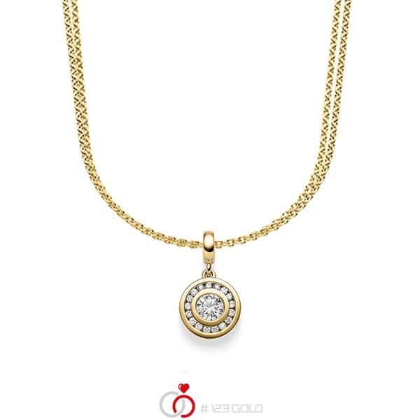 Kette mit Anhänger in Gelbgold 585 mit zus. 0,505 ct. Brillant tw, si von acredo - A-1642-6 Kette mit Anhänger in Gelbgold 585 mit zus. 0,505 ct. Brillant tw, si von acredo - A-1642-6