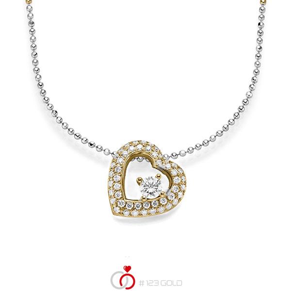 Kette mit Anhänger in Gelbgold 585 mit zus. 0,636 ct. Brillant tw, si von acredo - A-1545-7 Kette mit Anhänger in Gelbgold 585 mit zus. 0,636 ct. Brillant tw, si von acredo - A-1545-7