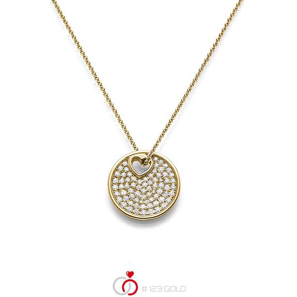 Kette mit Anhänger in Gelbgold 585 mit zus. 1,205 ct. tw, si von acredo - A-1516-2 Kette mit Anhänger in Gelbgold 585 mit zus. 1,205 ct. tw, si von acredo - A-1516-2