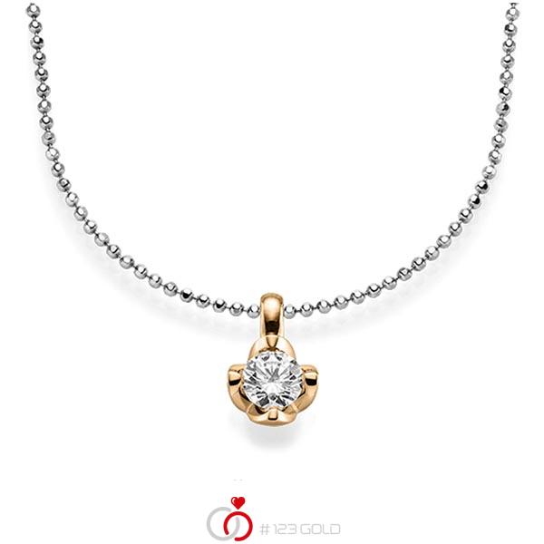 Kette mit Anhänger in Roségold 585 mit 0,5 ct. Brillant tw, si von acredo - A-1565-7 Kette mit Anhänger in Roségold 585 mit 0,5 ct. Brillant tw, si von acredo - A-1565-7