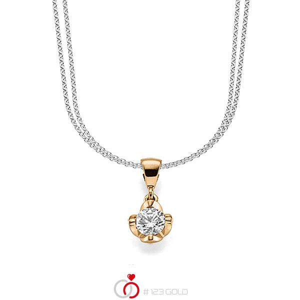 Kette mit Anhänger in Roségold 585 mit 0,5 ct. Brillant tw, si von acredo - A-1609-4 Kette mit Anhänger in Roségold 585 mit 0,5 ct. Brillant tw, si von acredo - A-1609-4