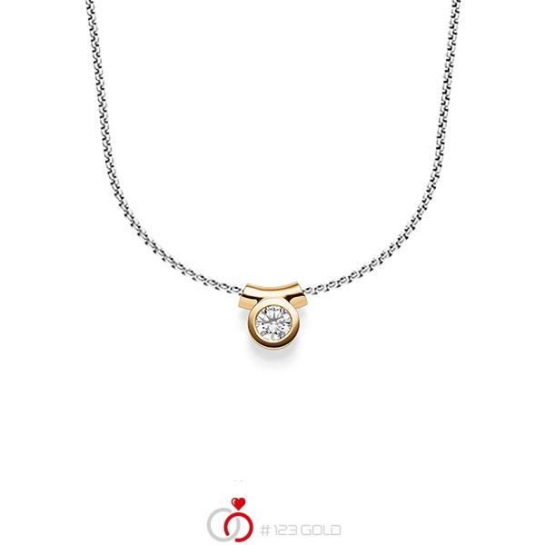 Kette mit Anhänger in Roségold 585 mit zus. 0,25 ct. Brillant tw, si von acredo - A-1605-8 Kette mit Anhänger in Roségold 585 mit zus. 0,25 ct. Brillant tw, si von acredo - A-1605-8