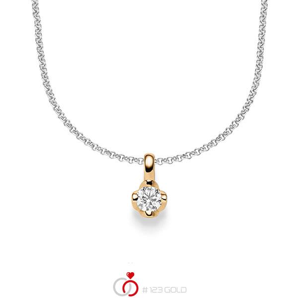 Kette mit Anhänger in Roségold 585 mit zus. 0,25 ct. Brillant tw, si von acredo - A-1644-6 Kette mit Anhänger in Roségold 585 mit zus. 0,25 ct. Brillant tw, si von acredo - A-1644-6