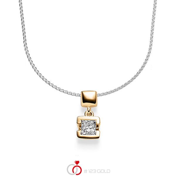 Kette mit Anhänger in Roségold 585 mit zus. 0,25 ct. Prinzess-Diamant tw, si von acredo - A-1645-5 Kette mit Anhänger in Roségold 585 mit zus. 0,25 ct. Prinzess-Diamant tw, si von acredo - A-1645-5
