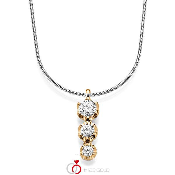 Kette mit Anhänger in Roségold 585 mit zus. 1,75 ct. tw, si von acredo - A-1514-3 Kette mit Anhänger in Roségold 585 mit zus. 1,75 ct. tw, si von acredo - A-1514-3