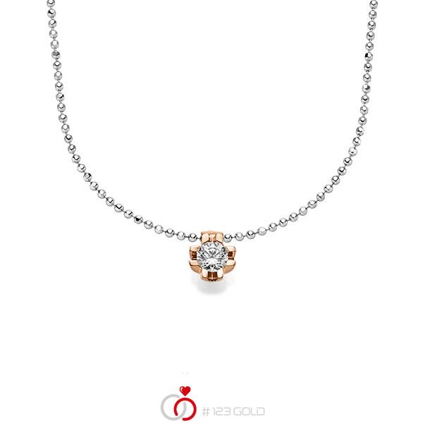 Kette mit Anhänger in Rotgold 585 mit 0,5 ct. Brillant tw, si von acredo - A-1566-6 Kette mit Anhänger in Rotgold 585 mit 0,5 ct. Brillant tw, si von acredo - A-1566-6