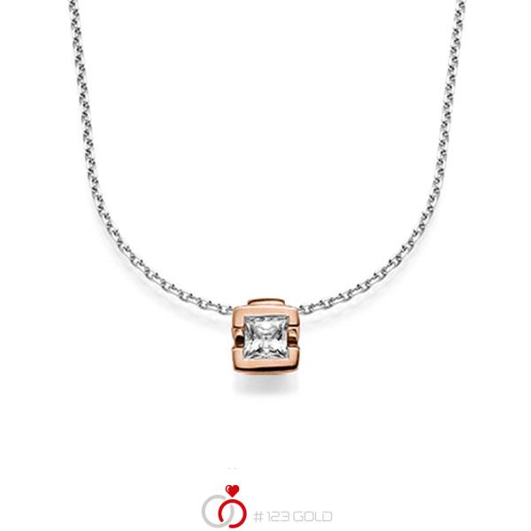 Kette mit Anhänger in Rotgold 585 mit 0,5 ct. Prinzess-Diamant tw, vs von acredo - A-1567-5 Kette mit Anhänger in Rotgold 585 mit 0,5 ct. Prinzess-Diamant tw, vs von acredo - A-1567-5