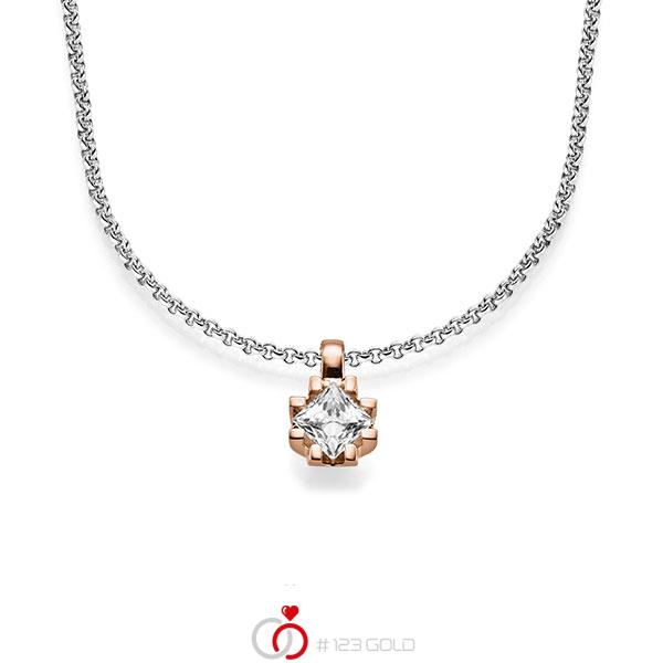 Kette mit Anhänger in Rotgold 585 mit 1 ct. Prinzess-Diamant tw, vs von acredo - A-1606-5 Kette mit Anhänger in Rotgold 585 mit 1 ct. Prinzess-Diamant tw, vs von acredo - A-1606-5
