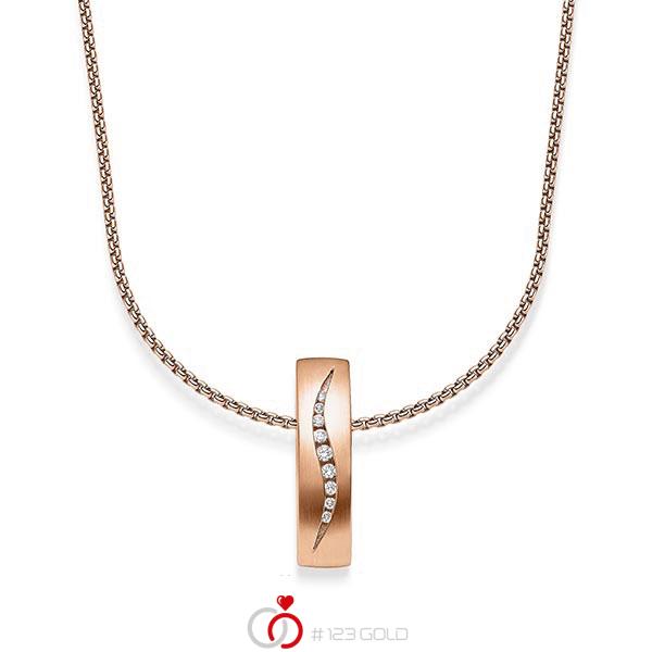 Kette mit Anhänger in Rotgold 585 mit zus. 0,071 ct. tw, si von acredo - A-1832-3 Kette mit Anhänger in Rotgold 585 mit zus. 0,071 ct. tw, si von acredo - A-1832-3