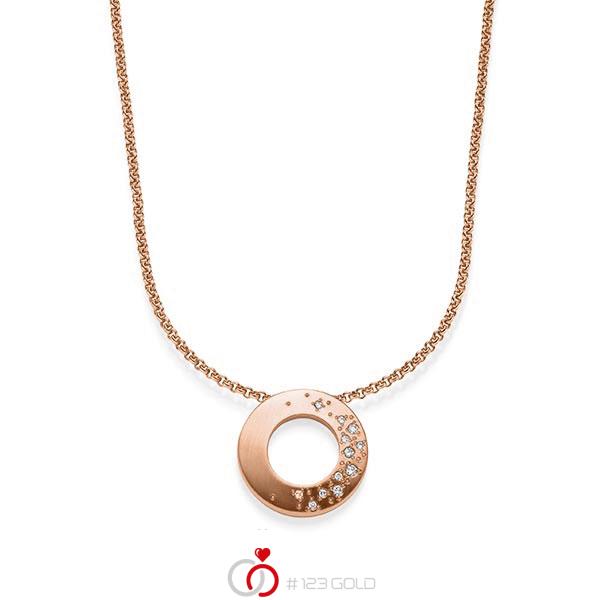 Kette mit Anhänger in Rotgold 585 mit zus. 0,085 ct. tw, si von acredo - A-1834-4 Kette mit Anhänger in Rotgold 585 mit zus. 0,085 ct. tw, si von acredo - A-1834-4