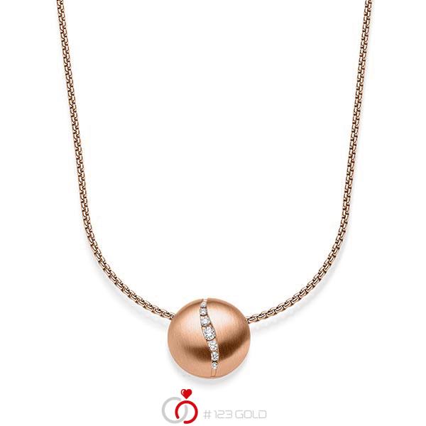 Kette mit Anhänger in Rotgold 585 mit zus. 0,086 ct. tw, si von acredo - A-1833-3 Kette mit Anhänger in Rotgold 585 mit zus. 0,086 ct. tw, si von acredo - A-1833-3
