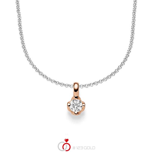 Kette mit Anhänger in Rotgold 585 mit zus. 0,25 ct. Brillant tw, si von acredo - A-1644-7 Kette mit Anhänger in Rotgold 585 mit zus. 0,25 ct. Brillant tw, si von acredo - A-1644-7