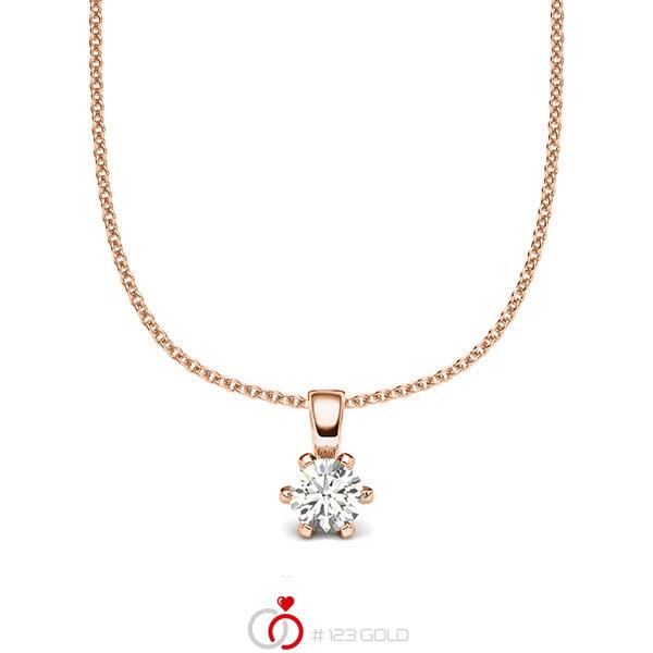 Kette mit Anhänger in Rotgold 585 mit zus. 0,25 ct. Brillant tw, si von acredo - A-2060-23 Kette mit Anhänger in Rotgold 585 mit zus. 0,25 ct. Brillant tw, si von acredo - A-2060-23