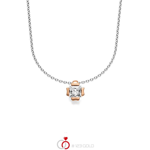 Kette mit Anhänger in Rotgold 585 mit zus. 0,25 ct. Prinzess-Diamant tw, vs von acredo - A-1607-7 Kette mit Anhänger in Rotgold 585 mit zus. 0,25 ct. Prinzess-Diamant tw, vs von acredo - A-1607-7