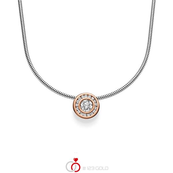 Kette mit Anhänger in Rotgold 585 mit zus. 0,345 ct. Brillant tw, si von acredo - A-1547-9 Kette mit Anhänger in Rotgold 585 mit zus. 0,345 ct. Brillant tw, si von acredo - A-1547-9