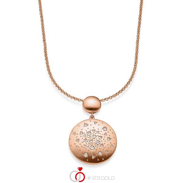 Kette mit Anhänger in Rotgold 585 mit zus. 0,365 ct. tw, si von acredo - A-1835-4 Kette mit Anhänger in Rotgold 585 mit zus. 0,365 ct. tw, si von acredo - A-1835-4